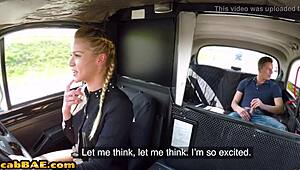 Eurobabe in taxi, wanna see me suck and get licked?