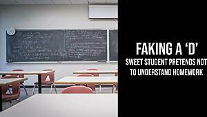 Sweet student fakes confusion to stay for blowjob and pussy pounding!