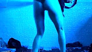 Sexy college girl dances sensually, gets aroused, and reveals her pussy