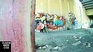 I fucked her hard against the street wall, but I messed up the cumshot