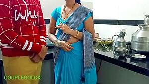 Feeling every rough thrust as Rahul bends Komal over for intense anal action at home.