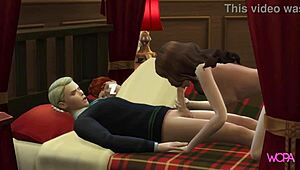 Husband spies on wife and offers her his cock in front of her husband in 3D animation
