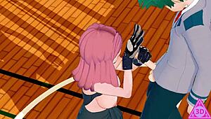 I feel Mei Hatsume blowjob Midoriya in uncensored sex