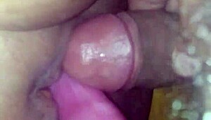 chubby girl feels intense pleasure from dildo on wet fat ass