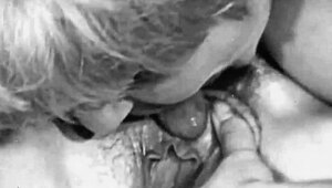 vintage lesbians dive into hairy pussies with passion