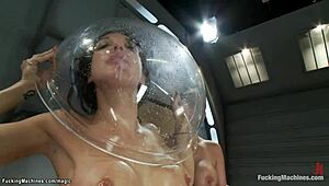 gaping lesbians explore anal machine fucking in wild session
