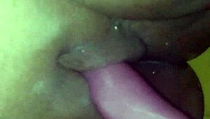 chubby girl feels intense pleasure from dildo on wet fat ass