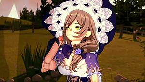 Genshin Impact Lisa gives blowjob and titjob, cumshot hentai 😍