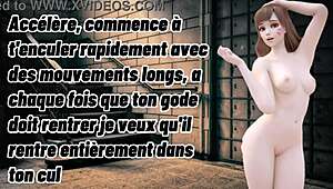 Hentai femdom DVA gives intense anal JOI instructions in French