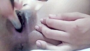 she starts her solo session with a shaved wet pussy dripping all over the place, feeling every sensation build up slowly