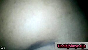 Unclejohny watches his ebony babe ride his black cock