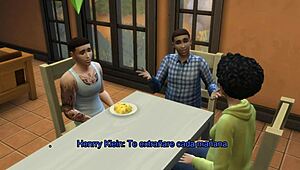 Chico fucks a stranger and her mom in the sims game