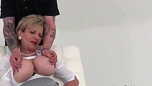 Cheating milf Lady Sonia shows off her huge hooters to me