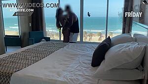 Boldly fucking the hung black guy in hotel.
