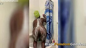 i'm clapping my juicy ass with toys in the shower, goddess style