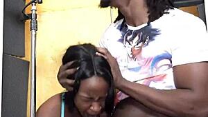 i got my face fucked hard in the studio, sucking that big black cock wet and deep.