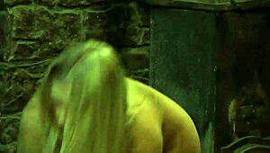 Blonde mistress teases herself while bathing and oiling