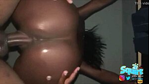 Cock riding and female orgasm with a Jamaican bank teller