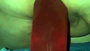 bbw milf bounces on big red dildo 😏