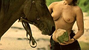 Vintage taboo pussy scene unfolds outdoors. A hairy beauty gets bent over for doggystyle.