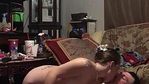 Drucsilla sucks her man's cock eagerly.