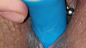 Girl with wet pussy in action