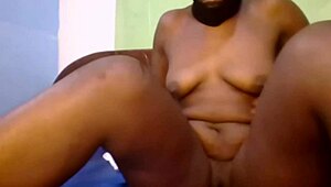 cyndy blackslave - webcam session with master choking her natural tits in maledom bdsm