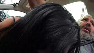 Beatriz licks ted during the ride, then sucks and swallows his load