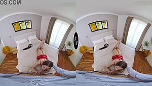 hey, imagine this virtual taboo where a shaved brunette gives a blowjob and breaks into pussy