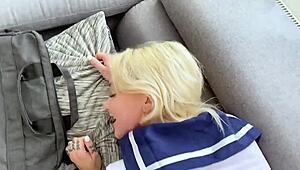 marilin sugar relaxing on the couch with a blowjob scene