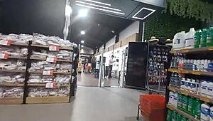 Pretty young girl shopping alone in supermarket, watch me ask her to be my girlfriend in public.