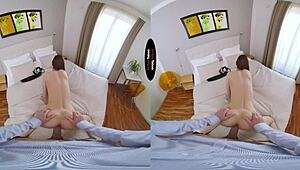 hey, imagine this virtual taboo where a shaved brunette gives a blowjob and breaks into pussy