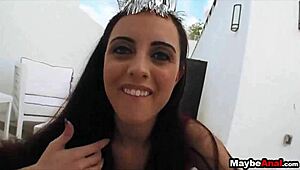 cute brunette roxanne rae attempts anal in public pickup scene