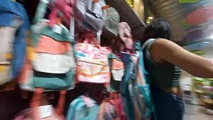 Pretty young girl shopping alone in supermarket, watch me ask her to be my girlfriend in public.