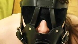 Masked Deepthroat Blowjob in BDSM Oral Session