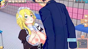 Фредерика в экстазе от интенсивного трения сисек в хентае Re Zero