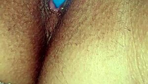 Girl with wet pussy in action