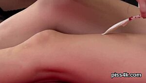 Lesbian Kittens Covered in Piss Burst Wet Slits