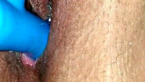 Girl with wet pussy in action