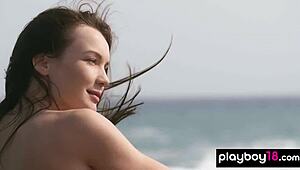 Skinny Ukrainian Beauty Janeth Tense Strips Naked