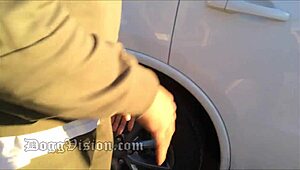 Analna gilf dziczeje z dużym czarnym kutasem w podróży drogowej