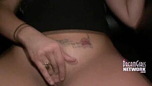 Brunette coed masturbates backstage after dancing