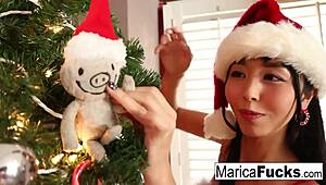 Marica Hase shows tits and pussy in Christmas solo 😘