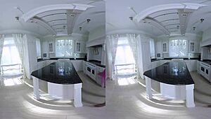 chocolate ebony girl spreads on desk in pov reality masturbation