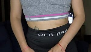 Unclothed beauty gets turned on by UFC and satisfies herself