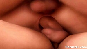 Feeling the intense pleasure as beautiful babe Alexa Benson gets fucked by two guys in a wild threesome.