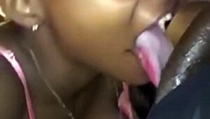 Ebony Girlfriend Sucking Black Cock