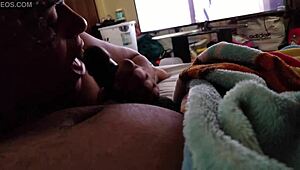 Latina bbw sucks cock deep in early morning