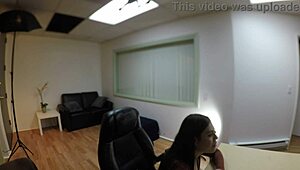 veronica valentine's casting interview turns messy with ripped clothes, dripping creampie, and intense action