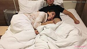 She's giving a relaxing homemade blowjob during movie night.